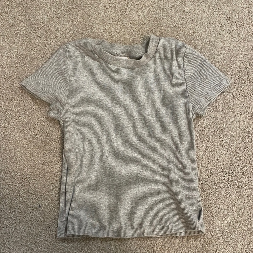 Aritzia tna ribbed baby tee, gray xs